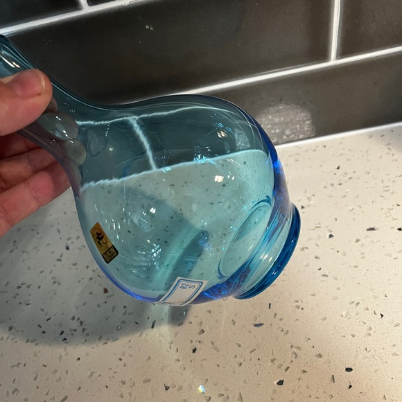 Vintage Byron Hirota Electric Blue Japanese Glass Vase with original stickers - Picture 4 of 7